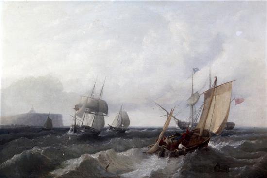 19th century English School Shipping off the coast 21 x 31in.